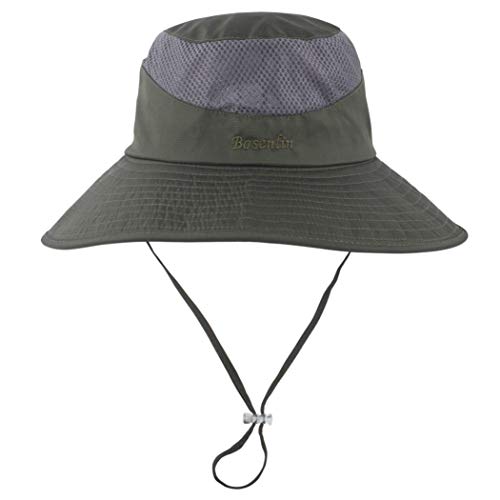 Women's Summer Sun Hat Wide Brim UV UPF50 Protection Hats Foldable Packable Ponytail Bucket Cap for Safari Beach Fishing Gardening Army Green - Thumbnail 2