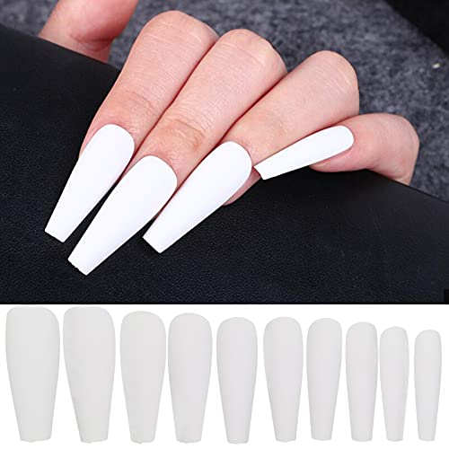 Addfavor 400Pc Long Press On Nails Matte Coffin Ballerina Full Cover Fake Nail Tips Diy Acrylic False Nails For Women Girls Nail Art Decoration ( Black White Pink Nude) #TOP2
