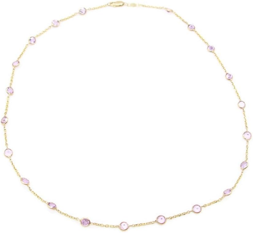Sophia Fine Jewelry Amethyst Pink Gemstones 16 Inches Necklace 14k Yellow Chain
