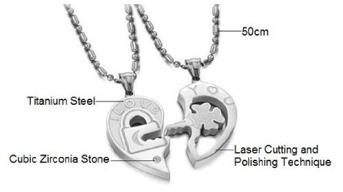 His & Hers Matching Set Soulmate Couple Titanium Stainless Steel Pendant Necklace Simple Korean Love Style In A Gift Box (One Pair) -Nk220 #TOP2