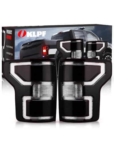 OKLPF Rear Brake Smoked Tail Light Compatible With 2018 2019 2020 Ford F150 F-150 Replace JL3Z13405H,Replace Smoke Black Taillight Assembly,Included Bulbs and Harness,Driver and Passenger Side