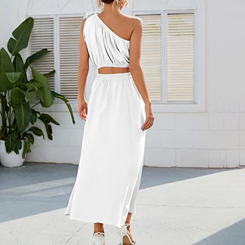 Conjuntos de vestidos femininos para brunch, sem mangas, gola V, elastano, gravata borboleta, 2 peça