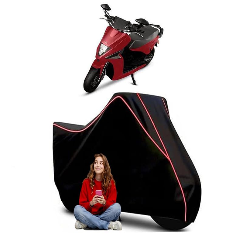 Image of Simple One Standard Scooty Bike Cover Water Resistant Outdoor Use Universal Fit Scooters Motorcycles Heavy Duty UV Protection Dust Rain Scratch Resistant Elastic Bottom Black Blue Piping