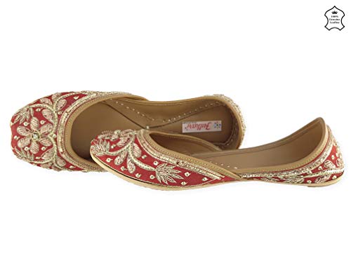 Image of Fulkari Women's Murraya Genuine Soft Leather Juttis | Bite and Pinch Free Jutis | Punjabi Jutti For Ladies | Bridal Ethnic Stylish Mojari Flats For Girls |