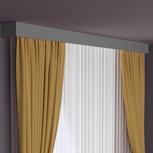 Rieles de cortina de techo con cenefa gris de 2,8m para dormitorios