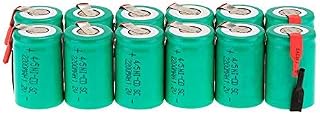 Ni-Cd Rechageble Batteries, 1.2V 2200 mAh 4/5Sub C Battery | Flat Top Battery with Tabs for Digital Cameras, CD Players Battery Pack (Pack of 12), Green