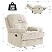 KeyEnergy Manual Rocker Recliner Chair for Adults, High Back Glider with Deep Seat, Upholstered Fabric Armchair for Living Room & Nursery, Beige