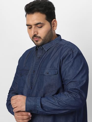 Image of Urbano Plus Men's Full Sleeve Regular Fit Casual Denim Shirt