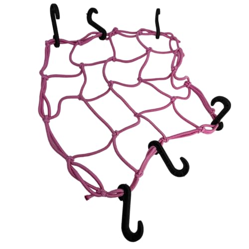 Rede Elastico Para Capacete Moto Bagageiro Com 6 Ganchos 35x35 (Rosa)