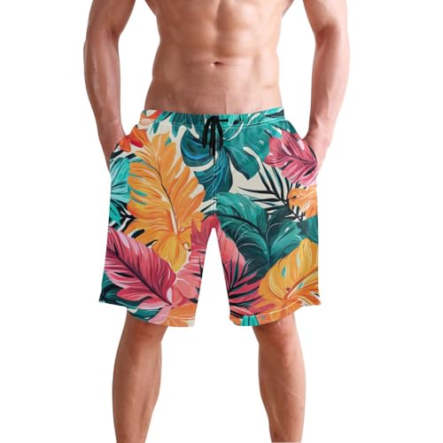 Amazon.com: UMIRIKO Palm Leaf Tropical Color Men's Swim Trunks