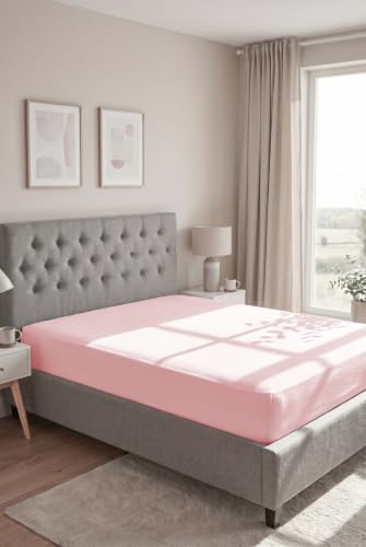 biberna Premium Feinbiber Spannbetttuch 140x200-160x200 cm rosa | 100% Baumwolle Flanell | Spannbettlaken Biber für Franz. Betten… – Ansicht 3
