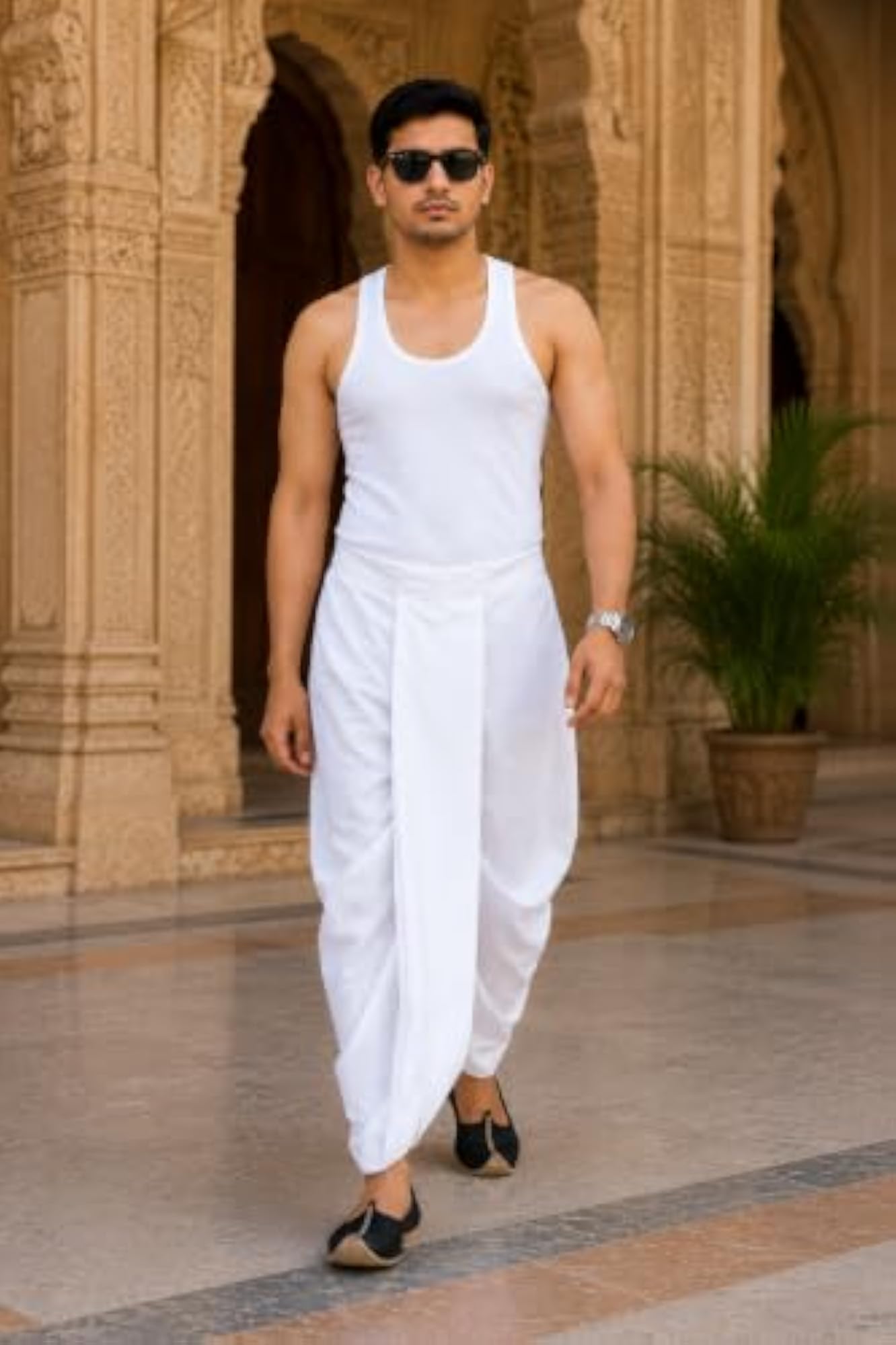 Lightweight Adjustable Dupion Silk Dhoti Pant for Festive Occasions