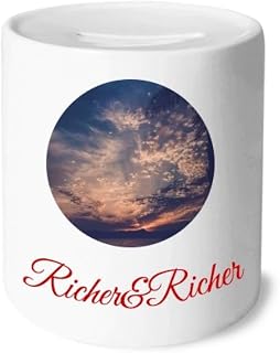Orange Dark Blue Sky Clouds Rich and Rich Bank Saving Box Coin