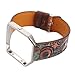WONMILLE Watchband with Frame for Fitbit Blaze, Soft Leather Replacement Strap Printing Bracelet Strap for Fitbit Blaze Smart Fitness Watch (Retro Flower Green)