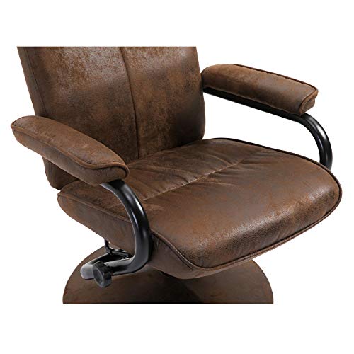 Relaxsessel Fernsehsessel DAKOTA mit Hocker im Wildleder Look braun 360 grad drehbar - 5