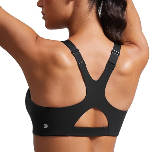 CRZ YOGA Butterlift Womens Racerback Padded Sports Bras - Medium Impact Scoop Neck Adjustable Straps Gym Workout Top