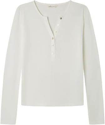 SPRINGFIELD Henley Long Sleeve T-Shirt Camiseta De Manga Larga Mujer (Pack de 1)