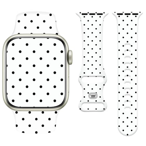Watbro Cute Watch Band Compatible with Apple Watch Black Palka Dot Strap for Women Man, Soft Silicone Compatible with iwatch Series 11 10 9 8 7 6 5 4 3 2 1 SE Ultra 38 40 41 42 44 45 46 49mm by Watbro - Used condition - US$7.66