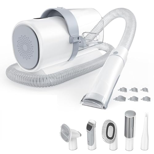 Image of NEWBULIG 5-in-1 Pet Grooming Vacuum Kit, 2.5L Dust Cup, 3 Suction Modes and 5 Groomer Tools, Dog Clippers with Cordless Low Noise for Cats, Dogs Other Animals Hair Trimmer