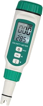 Portable Salinity Meter Handheld ATC Salinometer Halometer Salt Gauge Salty Brine Meter Seawater Salinity Refractometer Food Salinity Tester Meter with 0.00ppt-9.99ppt 10.0ppt-50ppt