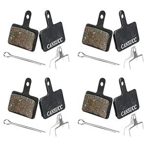 4 Pairs Bike Brake Pads, Disc Brake Pads Compatible with Shimano B01S M515 M525 C501 C601 M415 M416 M485, Heat Resistant Low Noise Resin Bicycle Brake Replacement Pads Semi-Metal with Red Copper