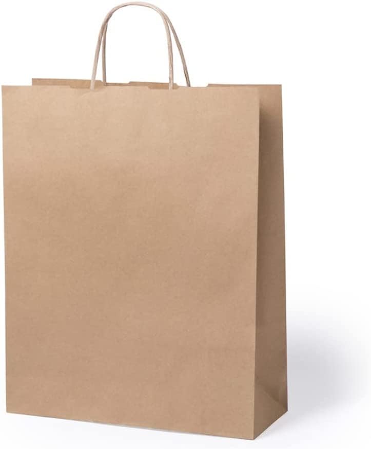 Bolsas de papel biodegradables con asas pack de 100 bolsas kraft grandes para comercio 4