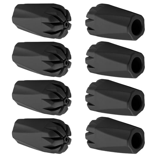 Chsoejuf 8Pcs Walking Stick Tips Rubber Cane Tips for Hiking Poles Trekking Pole End Cap Universal Fit Anti Slip Shock Absorbing Wear Resistant Durable Senior Outdoor Hikers Mountaineers Black