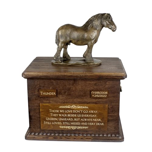 Mémorial équestre grande urne pour cheval de trait belge et percheron en bois - 2