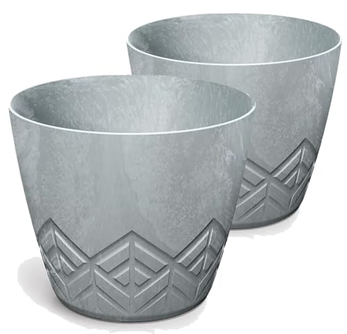 Tymar Blumentopf – Stilvoller Übertopf mit modernem Muster, 2pack, blumenübertopf_ARECO (Beton; ø 24 cm)