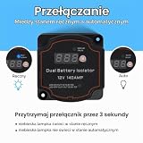 SWAWIS Zestaw przekaźników akumulatora 12 V 140A, ręczny i automatyczny, podwójny izolator akumulatora z kablem 2m do samochodu, kampera, LKW, SUV, RV