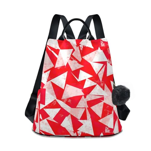 Sac à dos femme compartimenté en polyester durable motif abstrait rouge