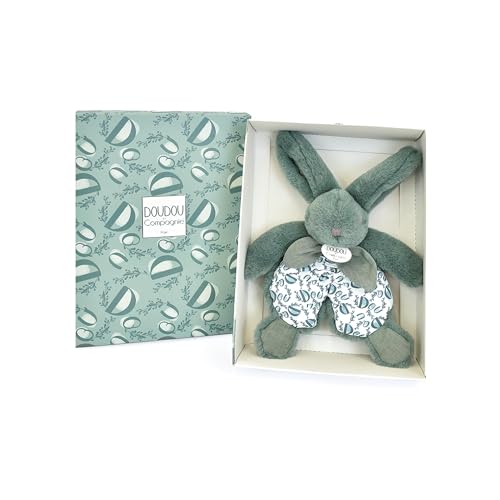 Doudou et Compagnie - LAPIN DOUDOU - Peluche Doudou Lapin - Vert Sauge - 18 cm - Pour Enfants Filles et Garçons dès la Naissance - Boîte Cadeau Incluse pour Offrir - Garantie Doudou Perdu - DC4191