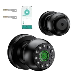Smart Door Lock, Fingerprint Door Lock 4 in 1 Keypad App/Key, Free Passage Mode + Auto-Lock + Anti-Peep Password + Temporary Passwords, Keyless Smart Lock for Bedroom Home Office Apartment