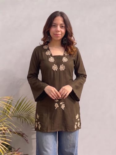 Image of ANNI Designer Cotton Short Kurti for Women | Stylish Kurti | Short Kurti Top | Casual Kurta for Women | Comfortable Cotton Kurtis for Womens
