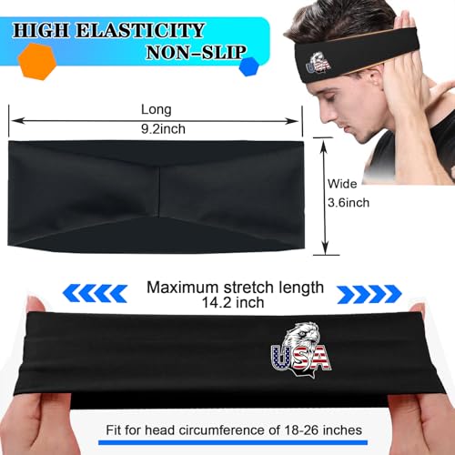 Image of 3pcs Sports Sweat Bands Headbands for Men Sweatbands Skull Workout Cooling Headbands for Men Women Running Headband Hairband Elastic Men's Head Sweat Band for Football