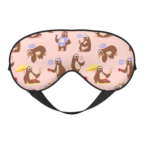 Máscara de ojos opaca con estampado de perezoso para mujeres y hombres, correa ajustable de dos caras, para dormir, viajar, relajarse