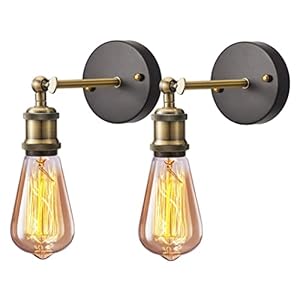 Vintage wandlamp, industriële wandlamp E27 Retro Blaker Lamp Nachtkastje Muur Verlichtingsarmaturen 2 stks (geen bulb)
