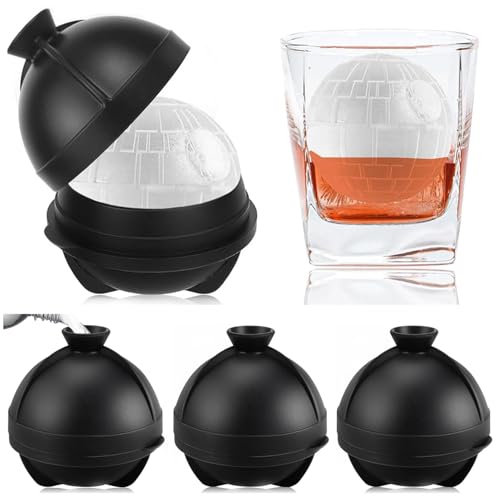 Big Ice Ball Maker, Large Ice Cube Moulds BPA Free, Easy Release 3 Pack Sphere Star Wars Silicone Round Ice Ball Mould for Whiskey Cocktails Dessert Drinks Baby Food