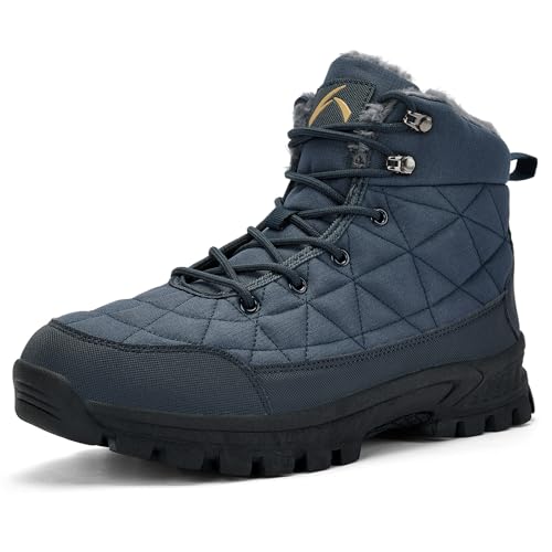 UPSOLO Mens Ankle Snow Booties Backpacking Hiking Boots Warm Soft Sole Comfortable Extra Wide Width Thicken Lightweight Walking Casual Sneakers(T232 Blue 44) by UPSOLO - Used condition - US$35.32
