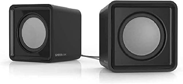 SPEEDLINK SL-810004-BK Twoxo Stereo Compact Cube designed USB Powered 5W Speakers 3.5mm jack for use with PC, tablet or smartphone Multimedia sound for music, games and video - Black