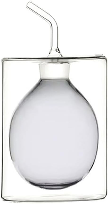 Double Glass Oil Jug Oil Tank Vinegar Jar Seasoning Bottle for Kitchen Use(Small-grey)