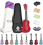 NOT HOME Soprano Ukulele Beginner Pack, 21 Inch Basswood kids Ukuleles Starter Kit with Gig Bag Spare Strings Tuner and Picks. (red)
