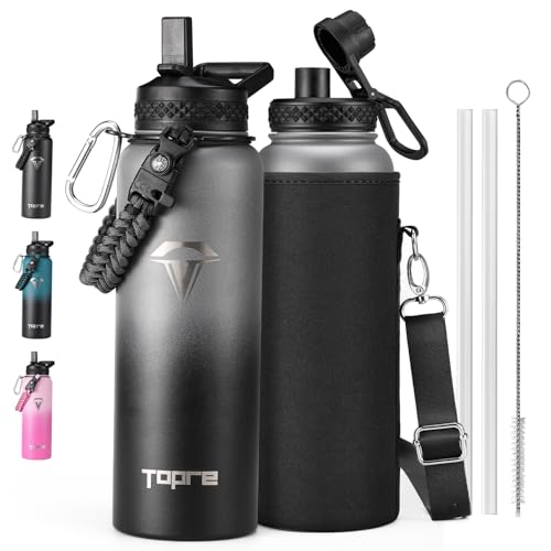 Topre 40 oz Insulated Water Bottle Stainless Steel with Paracord Handle