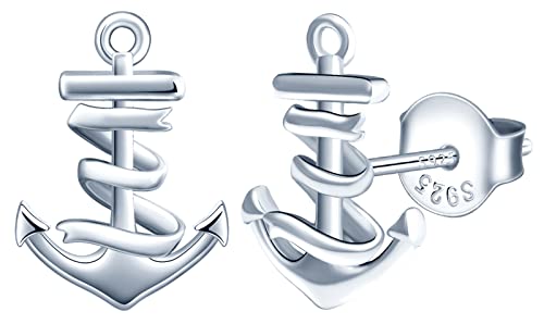 MicLee - MicLee Boucles d'oreilles femme fille, boucle d'oreille en argent 925, boucle d'oreille ancre de navire, boucle d'oreille ancre créative, bijoux élégants femme homme, argent, or rose et or, Argent sterling