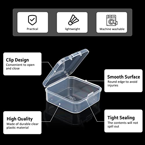 Image of SATINIOR 300 Packs Clear Small Plastic Containers Transparent Storage Box with Hinged Lid in Bulk for Jewelry Hardware Crafts Small Items (2.12 x 2.12 x 0.8 Inches)