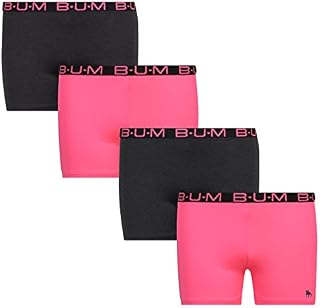 'B.U.M. Equipment Girls\' Active Playground Shorts - 4 Pack, Charcoal, Charcoal, Pink, Pink