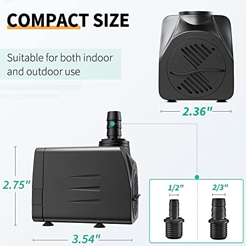 Pawfly 400 GPH Submersible Water Pump 25W 7ft. High Lift Quiet Pump with 6ft Power Cord for Fountain Aquarium Fish Tank - 2