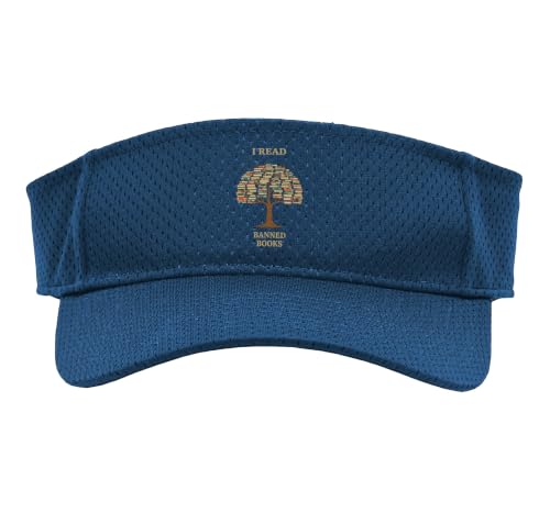 I Read Banned Books Literary Reader Protest Book Lover Sport Sun Visor, Youth, One Size, Navy
