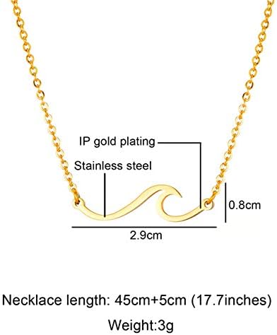 CSIYANJRY99 Gold Wave Necklace for Women Line Ocean Wave Pendant Necklace Hawaii Sea Beach Friendship Jewelry - Image 6