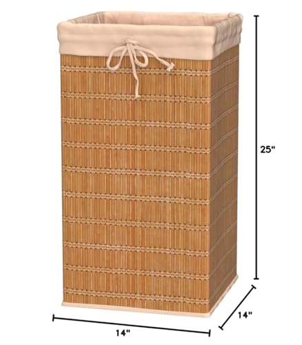 Honey-Can-Do Bamboo Wicker Laundry Hamper with Removable Canvas Bag HMP-01620 Natural, 25-Inches Tall - Image 5